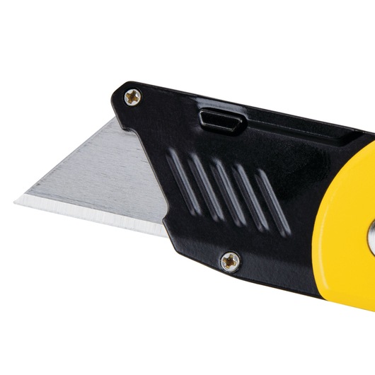 Push button for easy blade change feature of COMPACT FIXED BLADE FOLDING UTILITY KNIFE.